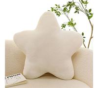 Herfair Cuscino decorativo per bambini, morbido, a forma di stella, morbido cuscino decorativo per divano, in peluche, per cameretta dei bambini, camera da letto (bianco, 40 cm)