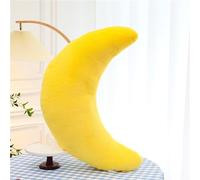 Herfair Morbido cuscino decorativo per bambini, a forma di luna, morbido cuscino decorativo per la cameretta dei bambini (giallo, 45 cm)