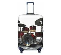 HerfsT Cool Drum Set Stampa Valigie Copertura Elastica Lavabile Copertura Dei Bagagli Antipolvere Protezione per Bagagli per Viaggi Adatto 45-81 Pollici, Nero , L