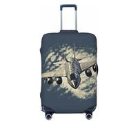 HerfsT Copertura elastica lavabile per valigie con stampa di aeroplano volante, antipolvere, protezione per bagagli da viaggio, adatta per 45-81 cm, Nero , S