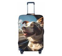 HerfsT Copertura elastica lavabile per valigie con stampa di cani fuori dal finestrino dell'auto, antipolvere, adatta per viaggi da 45,7 a 81,7 cm, Nero , XL