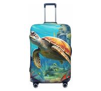 HerfsT Copertura elastica lavabile per valigie con stampa di delfini tartaruga marina barriera corallina copertura per bagagli antipolvere protezione per bagagli da viaggio adatta per 45-81 cm, Nero ,