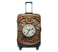 HerfsT Copertura elastica per valigie con stampa di orologio in stile steampunk, antiruggine, lavabile, antipolvere, protezione per bagagli da viaggio, adatta per 45-81 cm, Nero , XL