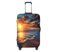 HerfsT Sunset Beach - Copertura elastica per valigia, lavabile, antipolvere, per viaggi, adatta per 45-81 cm, Nero , S