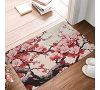 HerfsT Zerbino con stampa floreale giapponese con fiori di ciliegio, antiscivolo, resistente, tappetino per ingresso esterno, per interni ed esterni, 61 x 40 cm