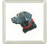 Heritage CFBL1444-A - Set per punto croce, motivo: labrador nero, dimensioni coaster, 7,5 x 7,5 cm
