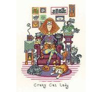 Heritage CRCL1229-E - Set per punto croce, motivo: nome di gatto pazzo, 22,5 x 31 cm