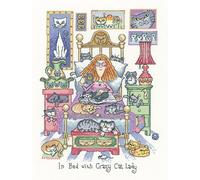 Heritage PATRIMONIO Artigianato in letto con Crazy Cat Lady Kit punto croce contato - Evenweave