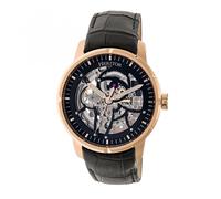 Heritor Automatic Ryder Uomo Scheletro Nero Pelle Orologio Oro Rosa HR4606