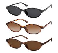 HERJOUR Occhiali da sole Ovali Retrò Donna Y2K Moda Occhiali da sole Slim Designer AR82253, nero/grigio + tartaruga/marrone sfumato + marrone chiaro/marrone, m