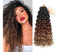 Herkeymidy GoGo Curl Crochet Hair 14Inch 8 Packs Pre looped Ocean Wave Crochet Hair Deep Twist Crochet Synthetic Braiding Hair for Women (1B/30/27, 18INCH)
