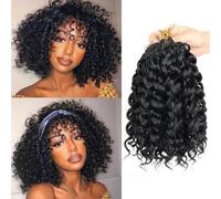 Herkeymidy GoGo Curl Crochet Hair 14Inch 8 Packs Pre looped Ocean Wave Crochet Hair Deep Twist Crochet Synthetic Braiding Hair for Women (1B, 14INCH)