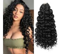 Herkeymidy GoGo Curl Crochet Hair 14Inch 8 Packs Pre looped Ocean Wave Crochet Hair Deep Twist Crochet Synthetic Braiding Hair for Women (1B, 18INCH)