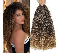 Herkeymidy Pre-Looped Kinky Curly Crochet Hair Extension 8 Pack Micro Twist Crochet Synthetic Curly Braiding Hair Extension for Black Women. (T33/27, 14INCH)