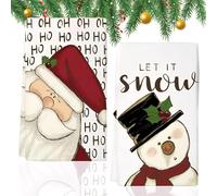 HERKINDNESS 2 Pezzi Strofinacci Cucina Natale, 40 X 60 cm Strofinacci Cucina, Motivo Pupazzo di Neve e Babbo Natale Canovacci Natalizi, da Utilizzare in Cucina, sul Tavolo da Pranzo o Come Regalo