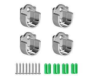 HERKINDNESS 4 Pezzi Asta Armadio Supporto Asta di Sostegno a Forma di U presa Flangia set Heavy Duty Closet Pole rod End Supporta (25mm)