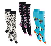 HERKINDNESS Calzini Compressione Graduata Donna, 3 Paia Calzini a Compressione Graduata Donna, L/Xl Calze Multicolore, 3 Modelli Calze a Compressione, Adatti per Lo Sport, i Viaggi e la Corsa.