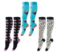 HERKINDNESS Calzini Compressione Graduata Donna, 3 Paia Calzini a Compressione Graduata Donna, S/M Calze Multicolore, 3 Modelli Calze a Compressione, Adatti per Lo Sport, i Viaggi e la Corsa.
