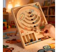 HERKINDNESS Flipper in Legno con Biglie e Piedini Inclinati, Gioco di Abilità Educativo Per Bambini e Adulti, Sviluppa Logica e Coordinazione - Flipper Bambini, Flipper da Tavolo