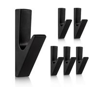 HERKINDNESS Gancio Accappatoio Doccia, 6 Pezzi Neri Appendiabiti da Parete, Appendi Accappatoio Bagno, Ganci Bagno, per Camera da Letto Soggiorno Cucina Bagno, per Spazi di 1,6 Centimetri o Superiori