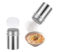 HERKINDNESS Spargizucchero a Velo, 2 Pezzi Agitatore per Zucchero a Velo, Acciaio Inossidabile 304 Polvere Shakers Setacci, con Coperchio Design, Argento, per Zucchero a Velo, Cioccolato in Polvere