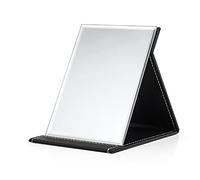 HERKINDNESS Specchi da Tavolo,Specchio da Viaggio Pieghevole,Specchio Portatile da Trucco con Pelle PU,per Scrivania da Ufficio,Tavolo da Trucco e Viaggio(Nero)