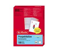 Herlitz A4 Grained Water Proof Punched Pocket - Clear (100 Pieces)