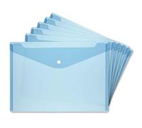 Herlitz, (10657930) cartelline per documenti A4 con chiusura a pressione, 6 pezzi, trasparenti Blau