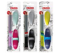 Herlitz 11331337 - Set di 2 matite con gomma e temperino, colori assortiti