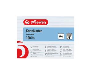 Herlitz 1150507 Index Cards, Pack of 100 A6 Bianco