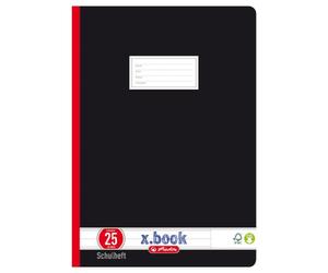 Herlitz 331215 Libro di esercizi per scuola, formato A4, a righe con margine, 25 cm, 20 pagine, confezione da 10, colore: nero