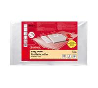 Herlitz 50014750 - Copertina per libri scolastici Easy cover, trasparente, per tutti i formati di libri, 5 pezzi (5 pezzi, sacchetto di polietilene)