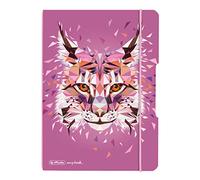 herlitz 50027293 - Quaderno flessibile con copertina intercambiabile, formato A5, 40 fogli a pois, motivo: Wild Animals Luchs, 1 pezzo