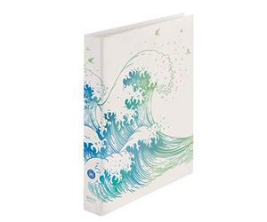 Herlitz 50033416 maX.Raccoglitore ad anelli, A4, meccanismo a 2 anelli, motivo: Greenline Wave, 1 pezzo