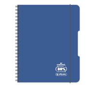 Herlitz® Brulion a spirale formato A5, 80 fogli a quadretti, quaderno per la scuola, taccuino per lo studio, taccuino per studenti, per l'apprendimento della calligrafia, colore blu scuro