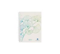 Herlitz Greenline Ginkgo 50033508 - Blocco a spirale, formato A5, 70 fogli, a quadretti, 5 pezzi