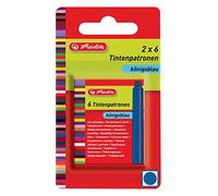 Herlitz inchiostro cartuccia standard, adatto per molte marche, 2 X 6 pezzi in blister, Blu blau