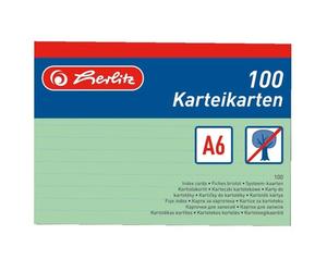 Herlitz Index Cards - Green Green A6