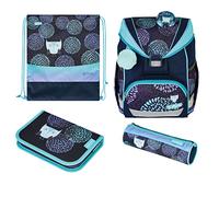 HERLITZ MOCHILA ULTRALIGHT PLUS FLOWER OWL (AZUL/MORADO, INCL. ESTUCHE DE 16 PIEZAS, ESTUCHE DE LÁPICES, BOLSA DE DEPORTE)