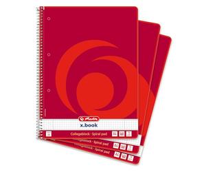 Herlitz - Quaderno No 28 con spirale, formato A4, 160 fogli, confezione da 3 pezzi