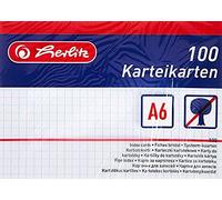 Herlitz Schede per appunti, 100 pezzi, Formato A6, a quadri