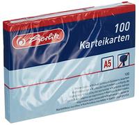 herlitz Schede per schedari formato A5, 170 g/m², senza legno, 100 pezzi, stabili per scuola, studio e ufficio