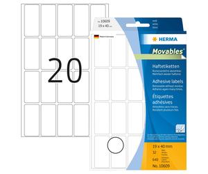 HERMA 10609 Multi-purpose labels 19x40 mm white Movables/removable paper matt 64