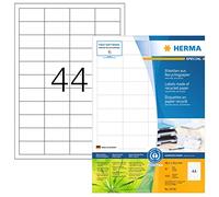 HERMA 10726 - Etichette riciclate, 80 fogli, 48,3 x 25,4 mm, 44 fogli A4, 3520 pezzi, autoadesive, stampabili, opache, in carta riciclata, colore: bianco naturale