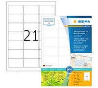 HERMA 10727 - Etichette riciclate, 80 fogli, 63,5 x 38,1 mm, 21 fogli A4, 1680 pezzi, autoadesive, stampabili, opache, in carta riciclata, colore: bianco naturale