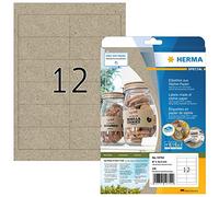 HERMA 10754 - Etichette universali in carta erba, 20 fogli, 97 x 42,3 mm, 12 fogli A4, 240 pezzi, autoadesive, stampabili, opache, in carta silphie bianca, colore marrone naturale