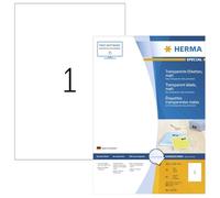 HERMA 10783 - Etichette trasparenti resistenti alle intemperie, 80 fogli, 210 x 297 mm, 1 foglio A4, 80 pezzi, autoadesive, stampabili, opache, autoadesive, in pellicola, trasparenti