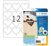 HERMA 10791 - Etichette a forma di cuore, 120 pezzi, Ø 60 mm, 12 fogli A4, autoadesive, stampabili, opache, in carta bianca