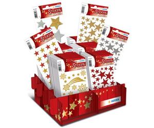 HERMA 15098 adesivi di Natale Magic Glittery stelle, Display