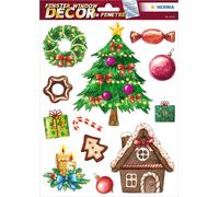 HERMA 15114 Window Stickers Christmas Tree Gingerbread Pack of 12 Self-Adhesive